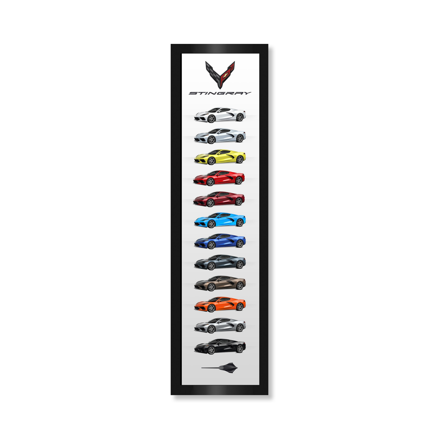 Light Gray Corvette C8 Color Panel Framed Canvas