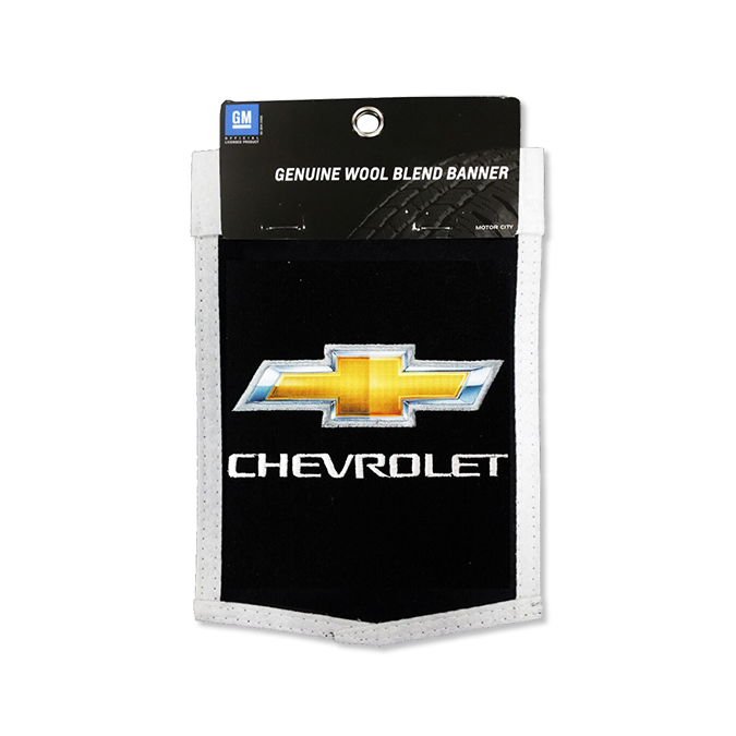 Black Chevrolet Mini Wool Embroidered Banner 6"x 9"