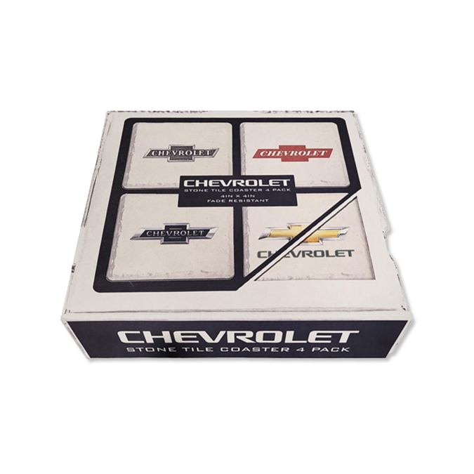 Dark Slate Gray Chevy Logo Stone Tile Coaster Set (4 Pack)