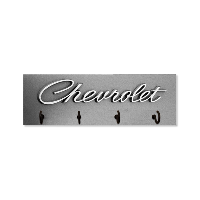 Light Slate Gray Chevrolet Vintage Logo Wooden Key Rack