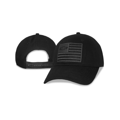Black Chevrolet American Flag Patch Cap