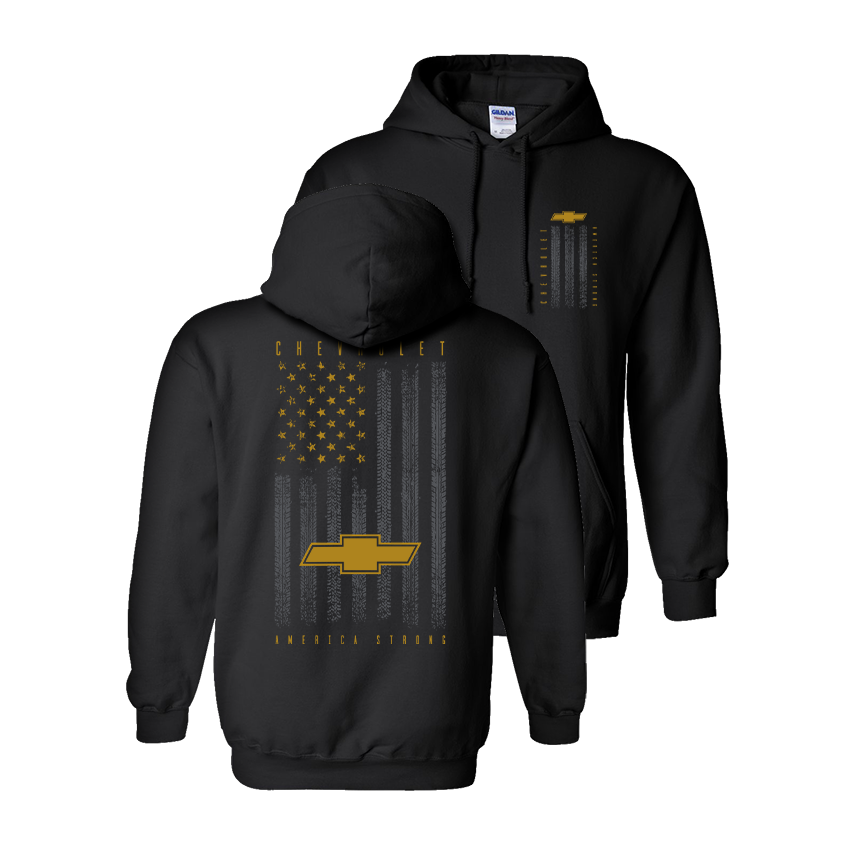 Black Chevrolet America Strong Hooded Sweatshirt