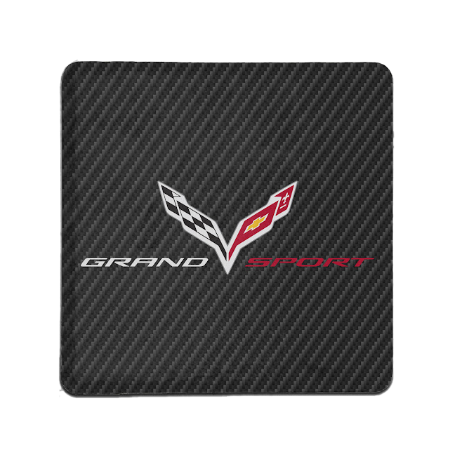 Dark Slate Gray Corvette Grand Sport Carbon Fiber Tile Coaster