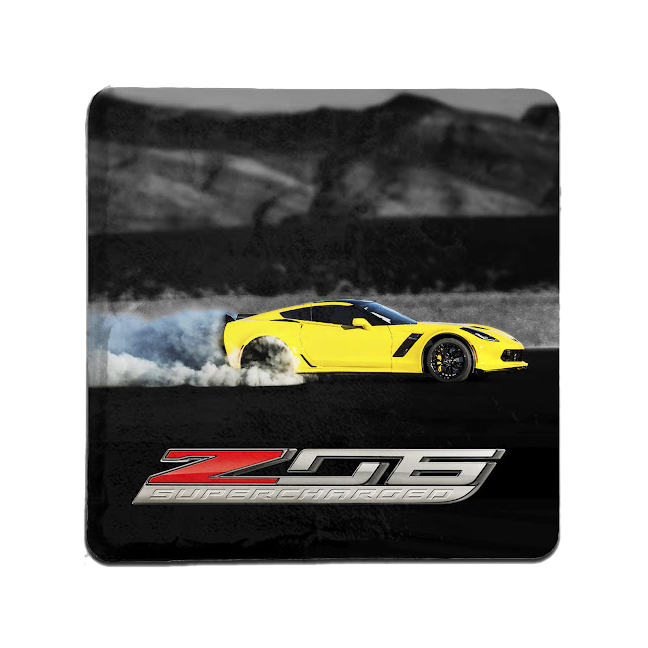 Black Corvette Z06 Supercharged Tile Coaster