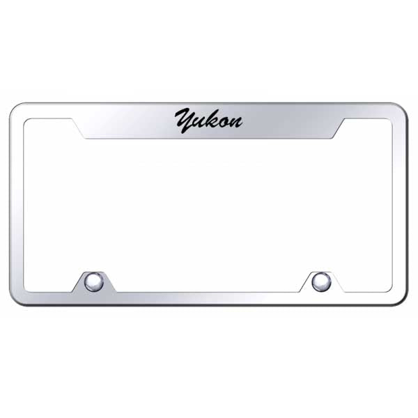 Light Gray Yukon Script Steel Truck Cut-Out Frame - Etched Mirrored