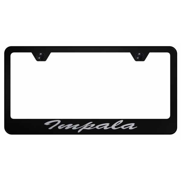 Black Impala Script Stainless Steel Frame - Laser Etched Black
