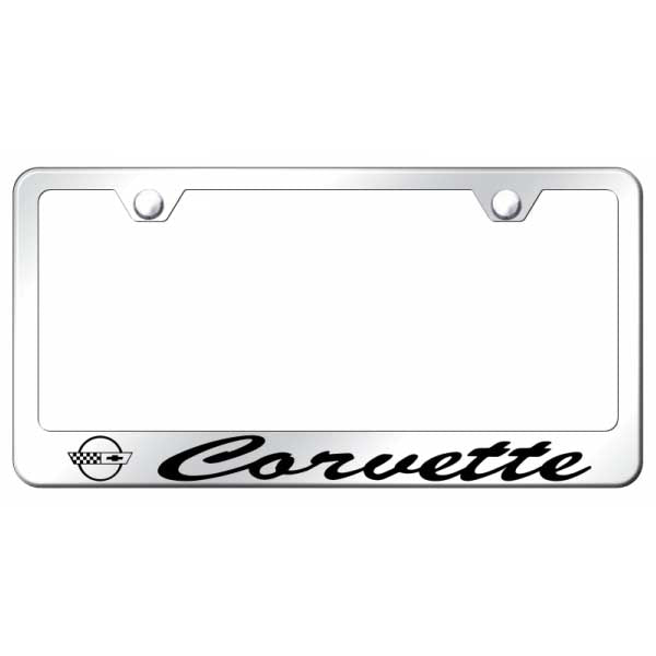 Light Gray Corvette C4 Script Stainless Steel Frame - Etched Mirrored