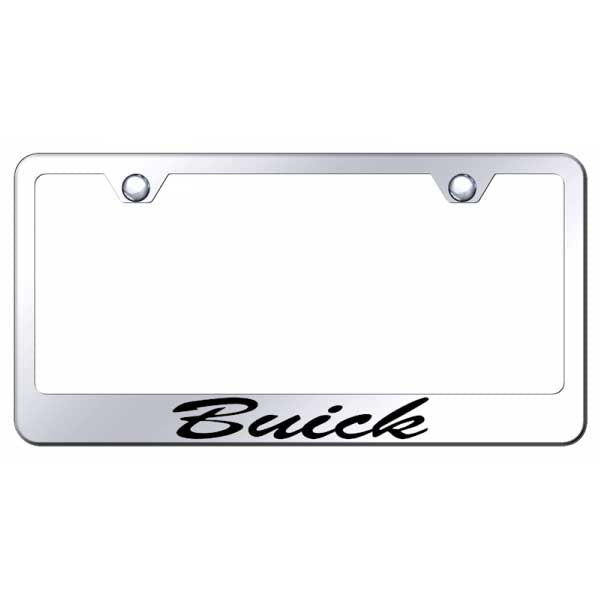 Light Gray Buick Script Stainless Steel Frame - Laser Etched Mirrored