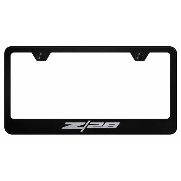 Black Corvette Z06 Stainless Steel Frame - Laser Etched Mirrored