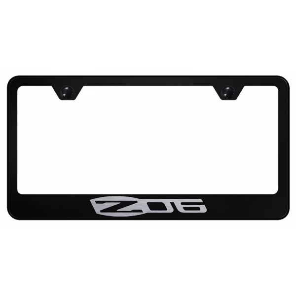 Black Corvette Z06 Stainless Steel Frame - Laser Etched Black