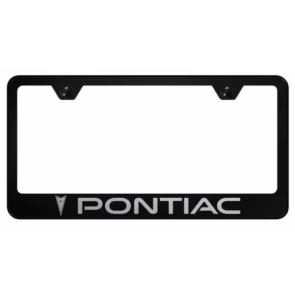 Black Pontiac Stainless Steel Frame - Laser Etched Black