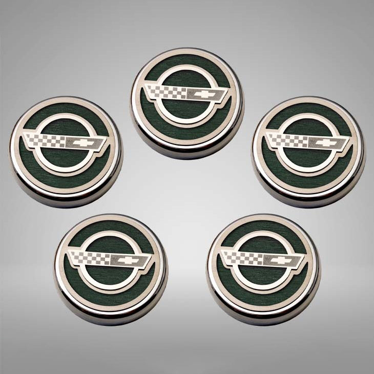 Gray 1984-1996 C4 Corvette - C4 Style Fluid Cap Cover Sets 5Pc - Manual Transmission