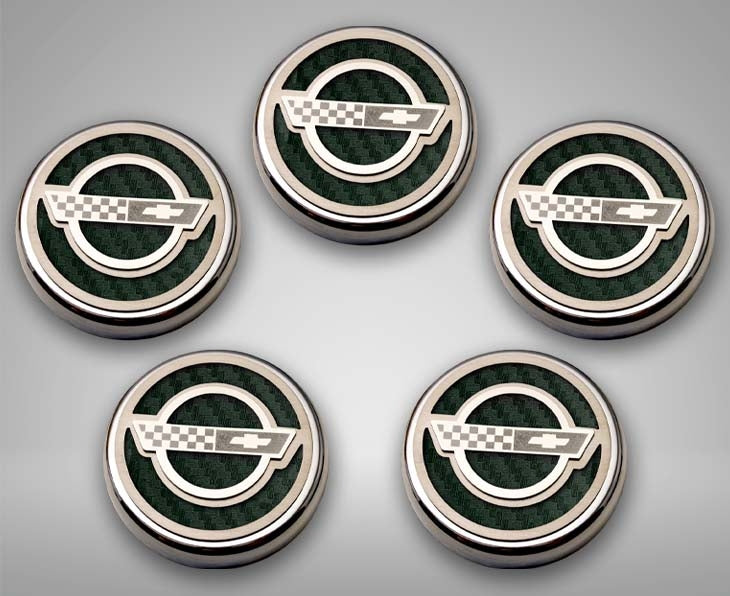 Gray 1984-1996 C4 Corvette - C4 Style Fluid Cap Cover Sets 5Pc - Manual Transmission