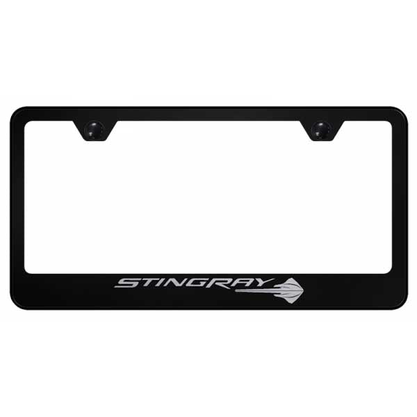 Black Corvette C7 Stingray Stainless Steel Frame - Etched Black