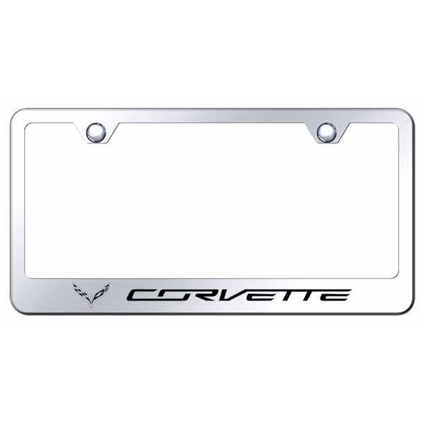 Light Gray Corvette C7 Stingray Stainless Steel Frame - Etched Mirrored
