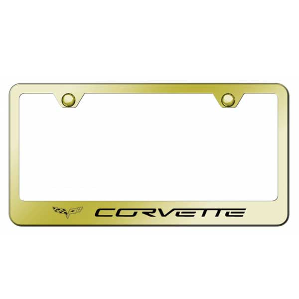 Corvette C6 Stainless Steel Frame - Laser Etched Gold