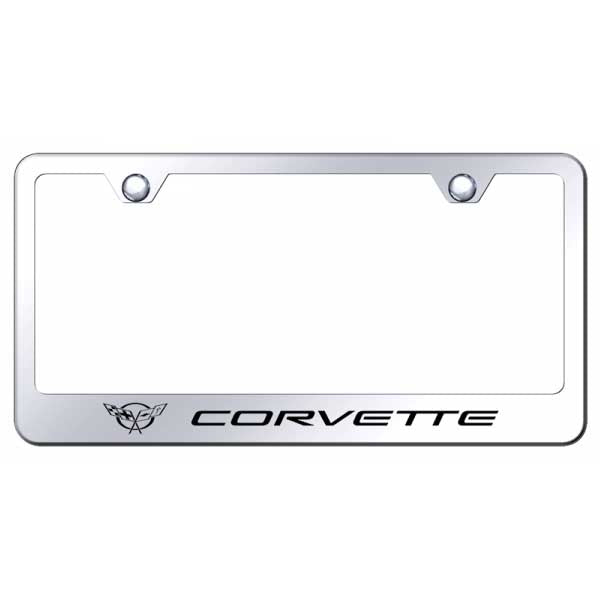 Light Gray Corvette C5 Stainless Steel Frame - Laser Etched Mirrored