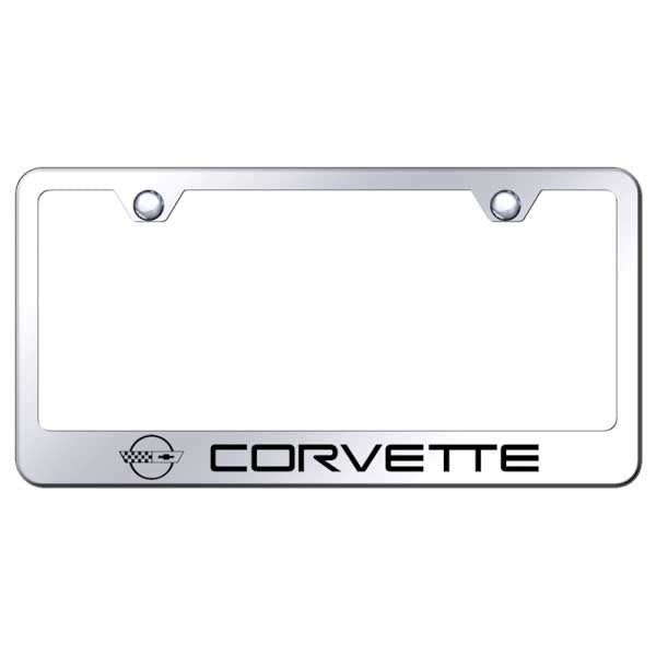 Light Gray Corvette C4 Stainless Steel Frame - Laser Etched Mirrored