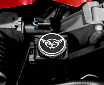 Rosy Brown 1997-2004 C5/Z06 Corvette - C5 Cross Flag Emblem Fluid Cap Covers 6Pc - Manual Trans