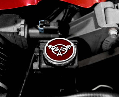 Rosy Brown 1997-2004 C5/Z06 Corvette - C5 Cross Flag Emblem Fluid Cap Covers 6Pc - Manual Trans