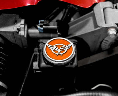 Rosy Brown 1997-2004 C5/Z06 Corvette - C5 Cross Flag Emblem Fluid Cap Covers 6Pc - Manual Trans