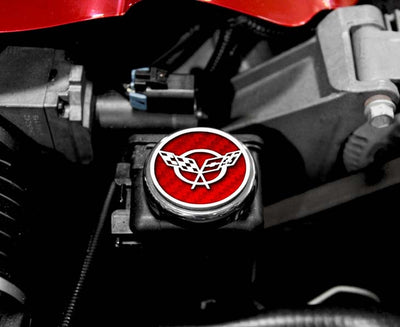 Rosy Brown 1997-2004 C5/Z06 Corvette - C5 Cross Flag Emblem Fluid Cap Covers 6Pc - Manual Trans