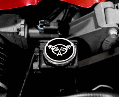 Rosy Brown 1997-2004 C5/Z06 Corvette - C5 Cross Flag Emblem Fluid Cap Covers 6Pc - Manual Trans