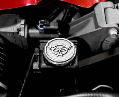 Rosy Brown 1997-2004 C5/Z06 Corvette - C5 Cross Flag Emblem Fluid Cap Covers 6Pc - Manual Trans