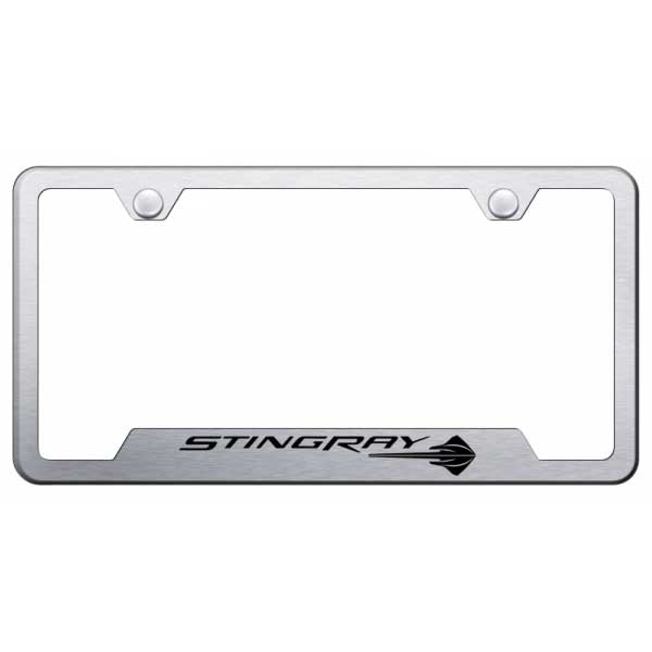Light Gray Corvette C7 Stingray Cut-Out Frame - Laser Etched Brushed