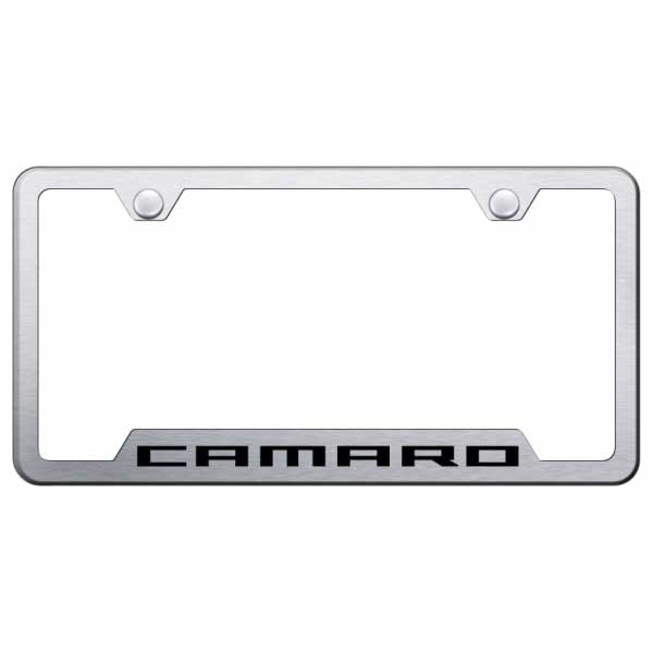 Light Gray Camaro Cut-Out Frame - Laser Etched Brushed