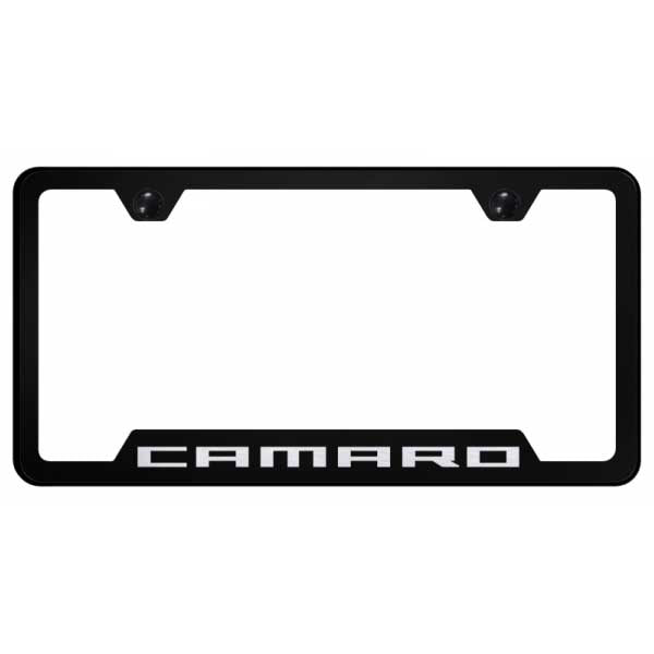 Black Camaro Cut-Out Frame - Laser Etched Black
