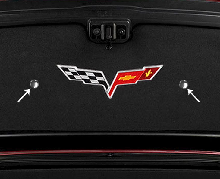 Black 2005-2013 C6 Corvette Convertible only - Trunk Lid Liner Fastener Cover Kit 2Pc - Chrome