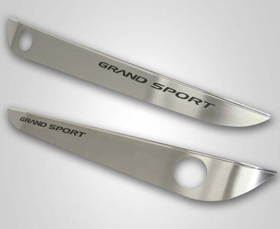 2010-2013 C6 Corvette - Door Guards with Grand Sport Inlay 2Pc - Brushed Stainless