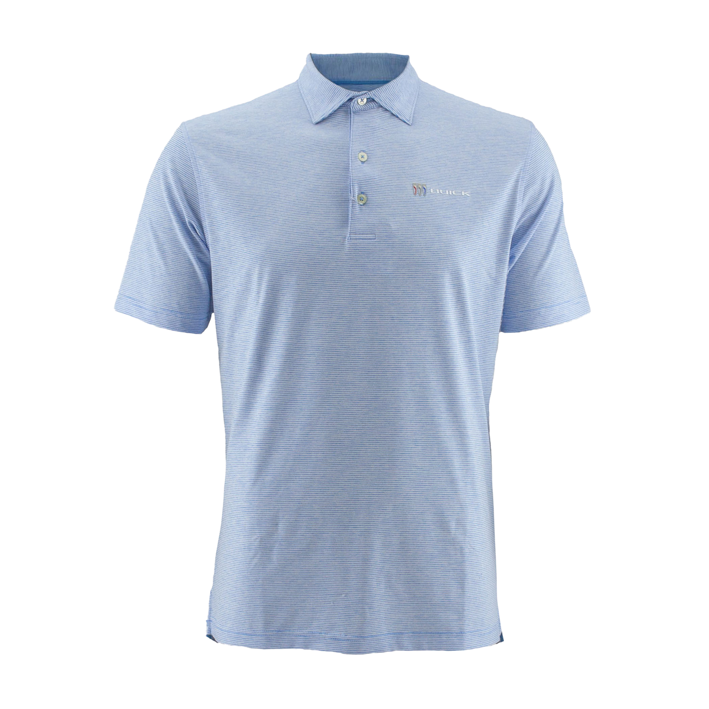 Buick Mens Johnnie-O Striped Blue Polo