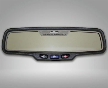 2012-2013 Camaro - Rear View Mirror Trim "SUPERCHARGED" Style for Rectangle mirror - Brushed Stainless