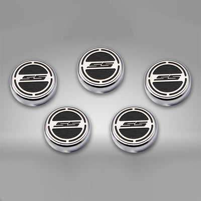 Dark Gray 2010-2022 Camaro SS - Engine Fluid Cap Covers SS Style Automatic 5Pc