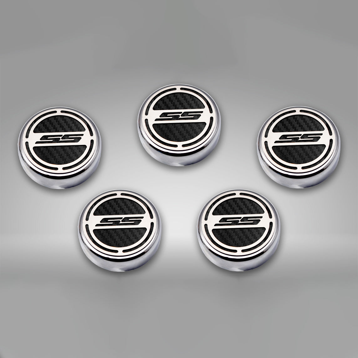 Dark Gray 2010-2022 Camaro SS - Engine Fluid Cap Covers SS Style Automatic 5Pc