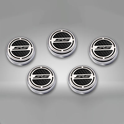 Dark Gray 2010-2022 Camaro SS - Engine Fluid Cap Covers SS Style Automatic 5Pc