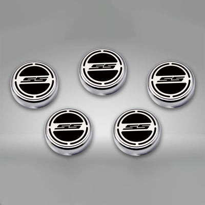 Dark Gray 2010-2022 Camaro SS - Engine Fluid Cap Covers SS Style Automatic 5Pc