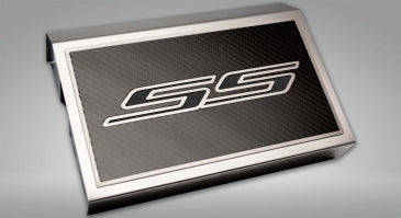 Dark Gray 2016-2021 Camaro SS - Fuse Box Cover Polished w/Carbon Fiber SS Style Top Plate
