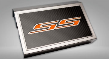 Dark Gray 2016-2021 Camaro SS - Fuse Box Cover Polished w/Carbon Fiber SS Style Top Plate