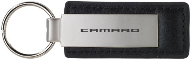 Dark Slate Gray Camaro Leather/Metal Large Keychain