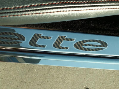 1978-1982 C3 Corvette Door Sills w/Corvette Vinyl Inlay Lettering 2PC - Polished Stainless