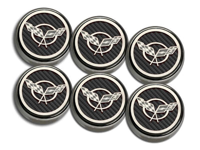 Dark Slate Gray 1997-2004 C5/Z06 Corvette - C5 Cross Flag Emblem Fluid Cap Covers 6Pc - Manual Trans