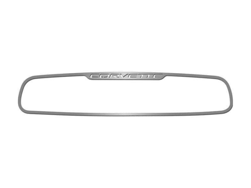 1997-2004 C5/Z06 Corvette - Rear View Mirror Trim 'Corvette' Style [Standard] | Brushed Stainless