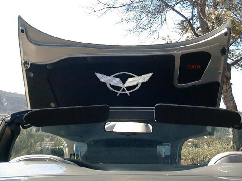 Dark Slate Gray 1997-2004 C5 Corvette - Hood Liner Badge C5 Crossed Flags - Stainless Steel