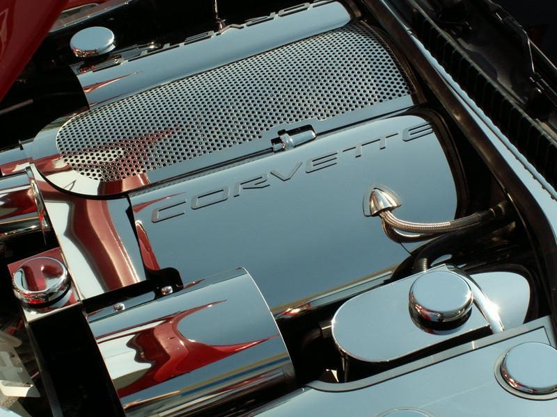 Dark Slate Gray 1999-2004 C5/Z06 Corvette - Fuel Rail Covers CORVETTE Style 2Pc w/Oil Cap Cover - Stainless Steel