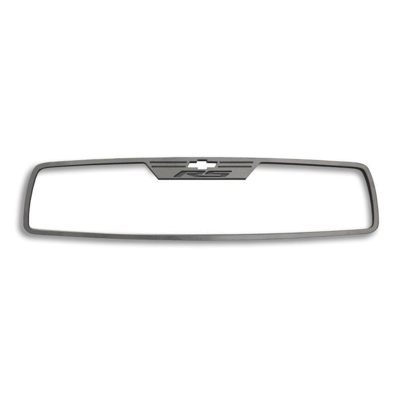 Light Slate Gray 2010-2014 Camaro RS - Rear View Mirror Trim 'RS' Rectangle mirror- Brushed Stainless Steel