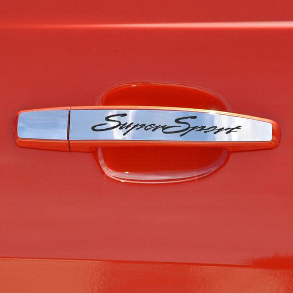 Firebrick 2010-2015 Camaro SS - Exterior Door Handle Plate Etched 'Super Sport' 2Pc - Stainless Steel