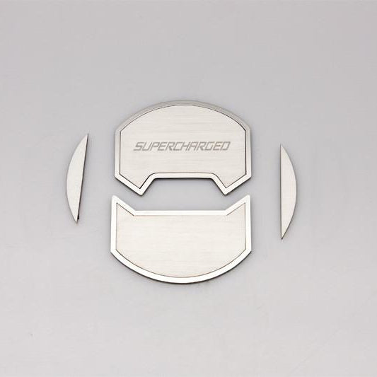 Light Gray 2010-2015 Camaro - Round A/C Vent Covers Etched SUPERCHARGED 8Pc | Brushed Stainless Steel